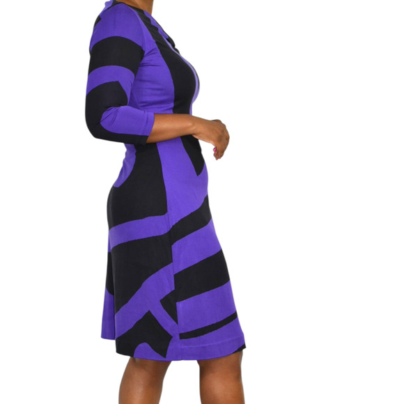 Diane Von Furstenberg Victorio Dress Purple Color Block DVF Silk Jersey Sheath 8 - Picture 3 of 13